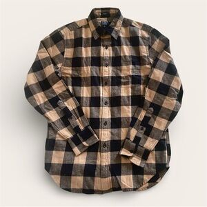 Classic J. Crew Black and Tan Plaid, Casual Button Down Shirt